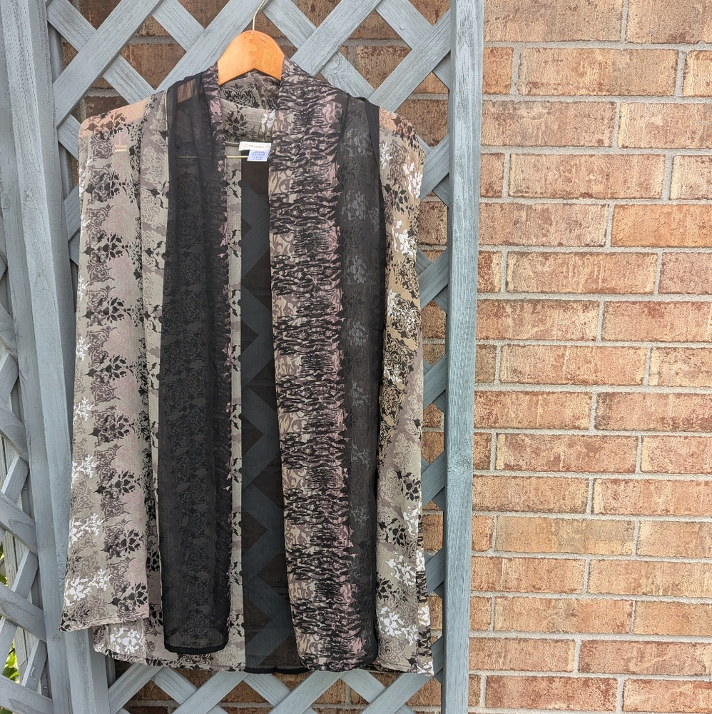 Coldwater Creek Sleeveless floral sheer kimono vest